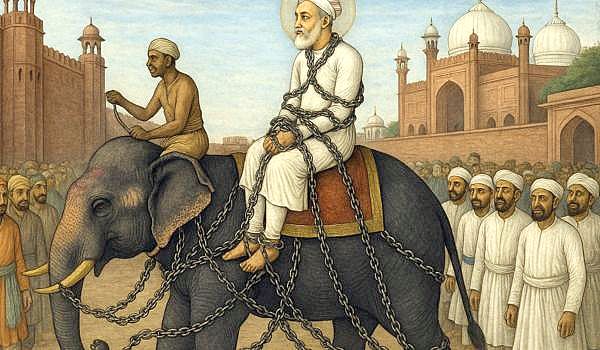 dara shiikoh ko bedion mein jakad kar ek pagal hathi par baitha kar delhi ki sadkon par ghumaya gaya
